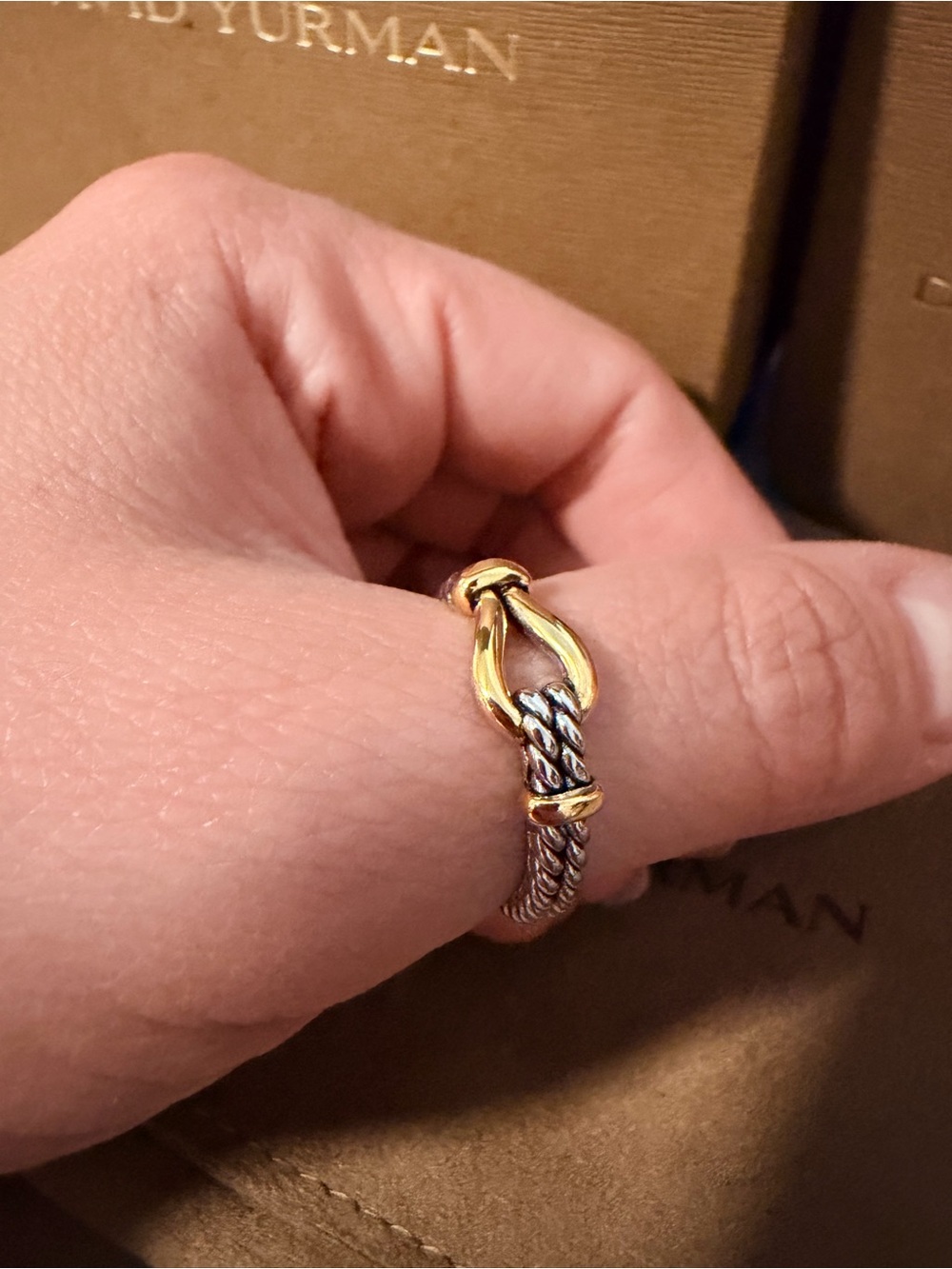 David Yurman Two-Tone thoroughbred Band with Gold - Picture 2 of 6